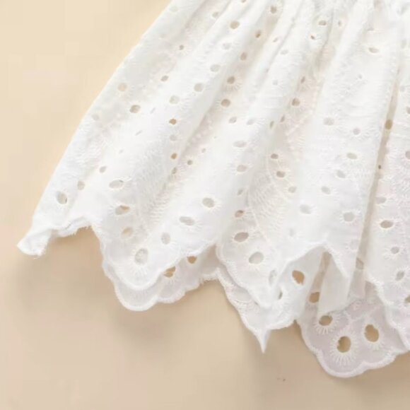 Set of long-sleeved dress and matching bloomers baby outfit in white - Picture 6 of 6